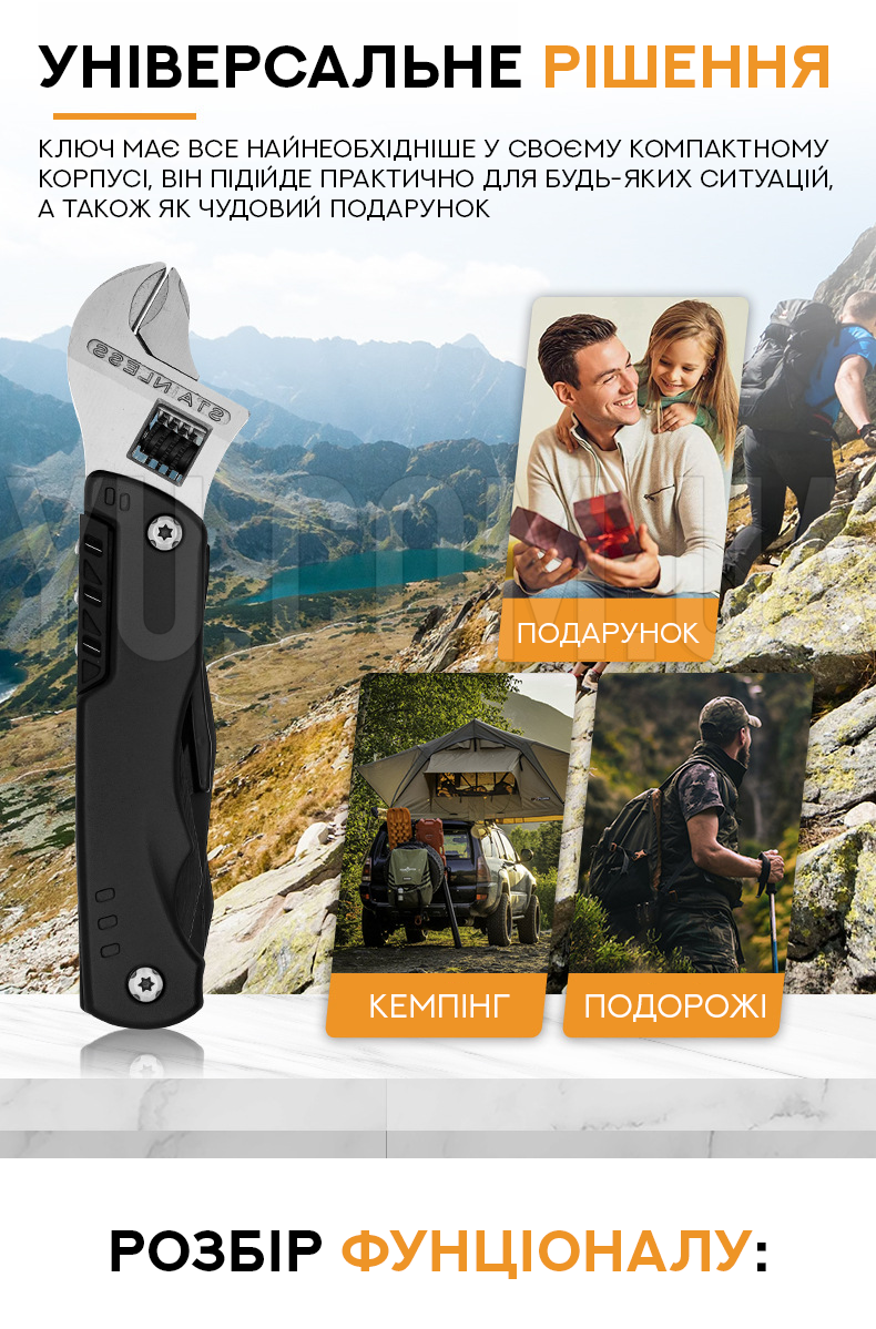 Универсальный многофункциональный ключ с набором бит и чехлом Traveler Универсальный многофункциональный ключ с набором бит и чехлом Traveler